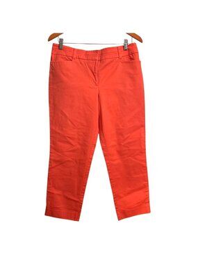 New York & Company 7th Avenue Womens Coral Capri Pants Size 10 Cotton Blend